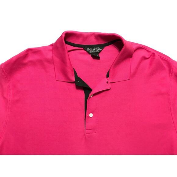 Brooks Brother Men's XL Performance Knit Golf Polo Shirt Hot Pink Cotton - Picture 3 of 9